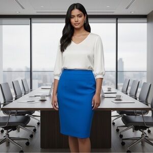 BOSS Hugo Boss Solid Blue Pencil Skirt Size 14 NWT